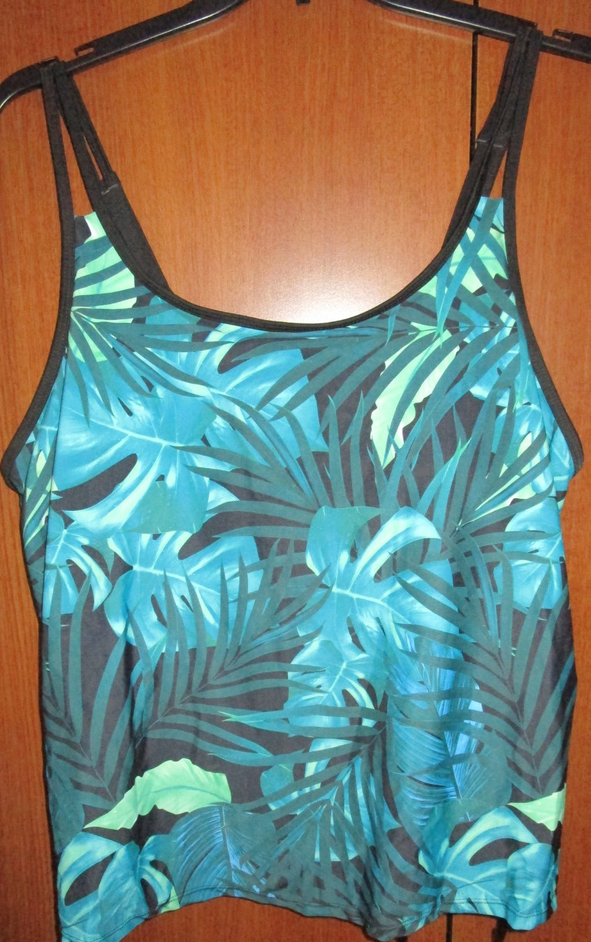 Palm Tree Tropical Tankini Swim Top Sz 4XL Polyester & Elastane