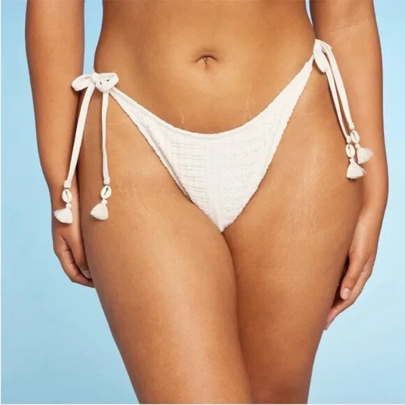 Wild Fable Crochet Side-Tie Extra Cheeky Extra High Waist Bikini Bottom M 8-10