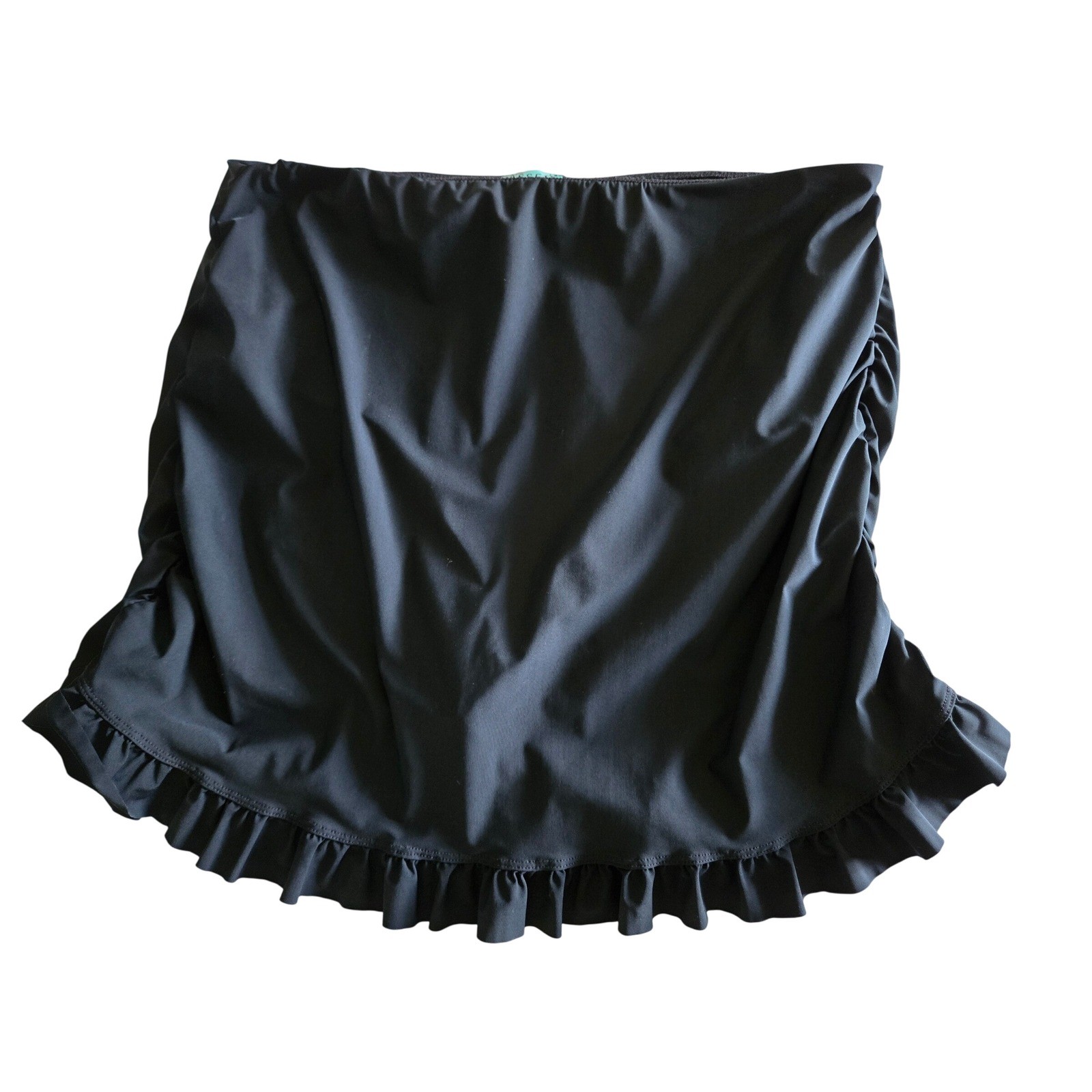 Assets by Sara Blakely Spanx Womens XL Black Ruched Ruffle Swim Skirt Brief