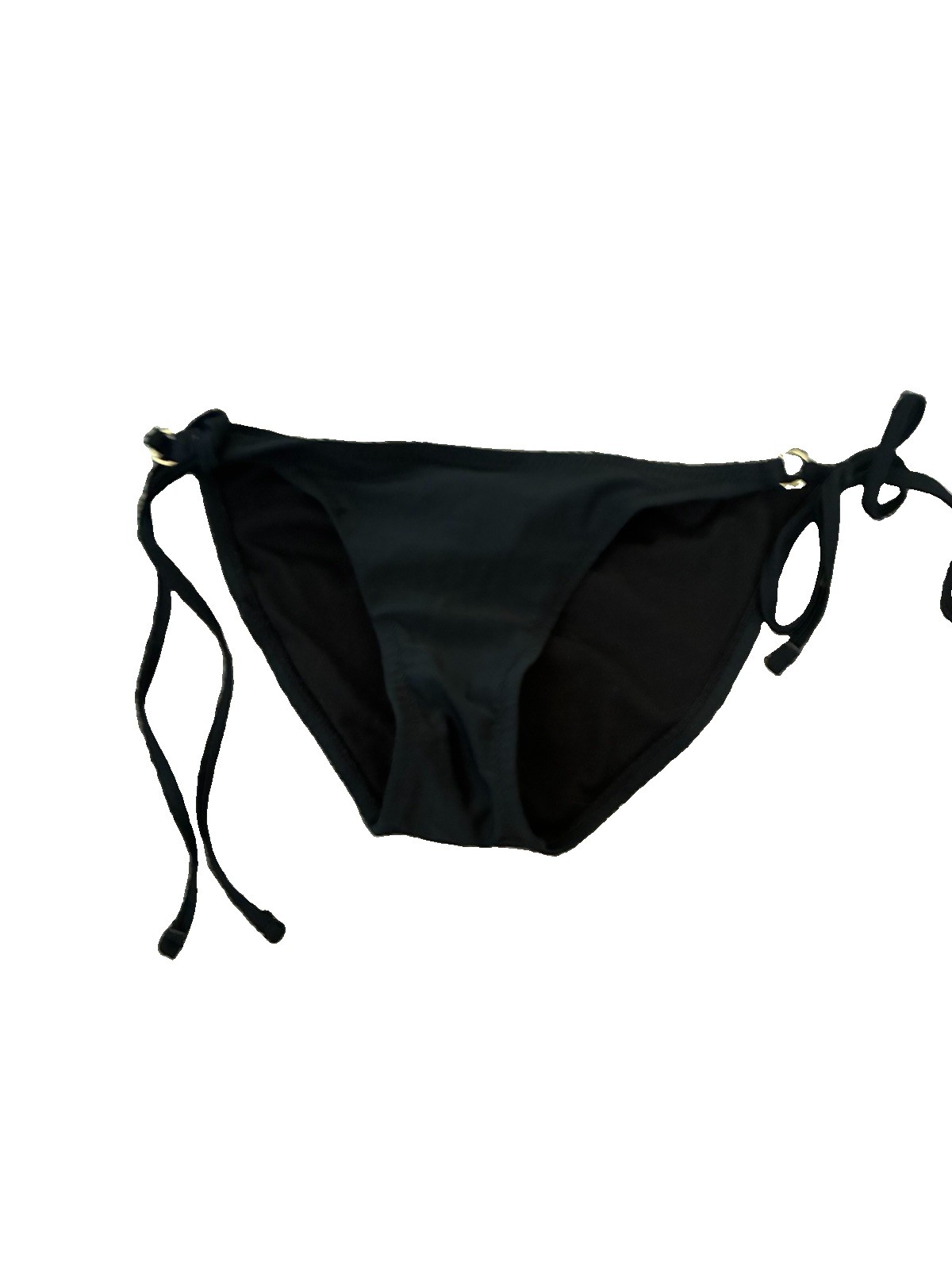 Forever 21 Bikini Swim Bottom Black Solid S Side-Tie Adjustable Stretch