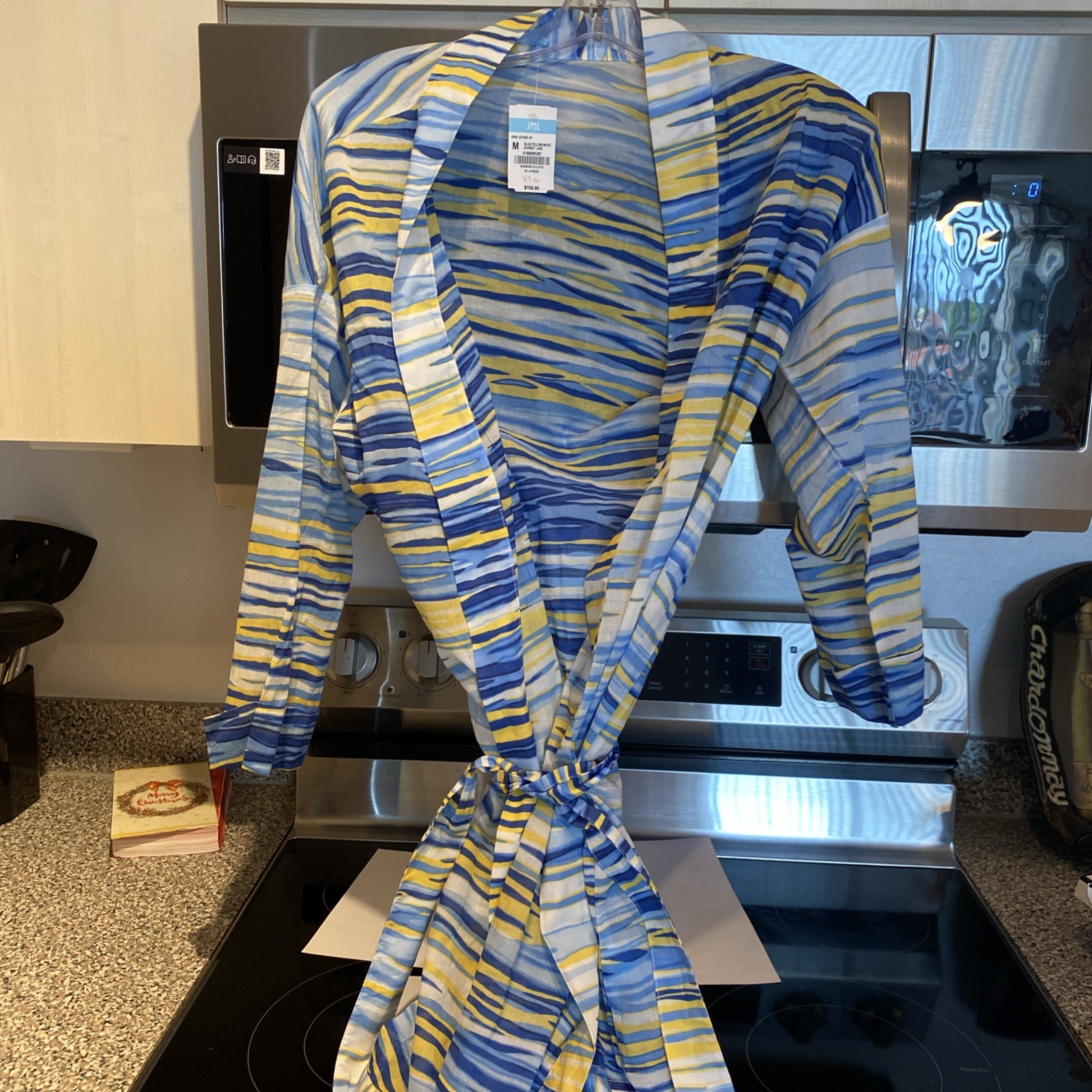 J MLAUGHLIN KIRA COVER UP SIZE MEDIUM SUNSET BLUE YELLOW WHITE RTO 158.00