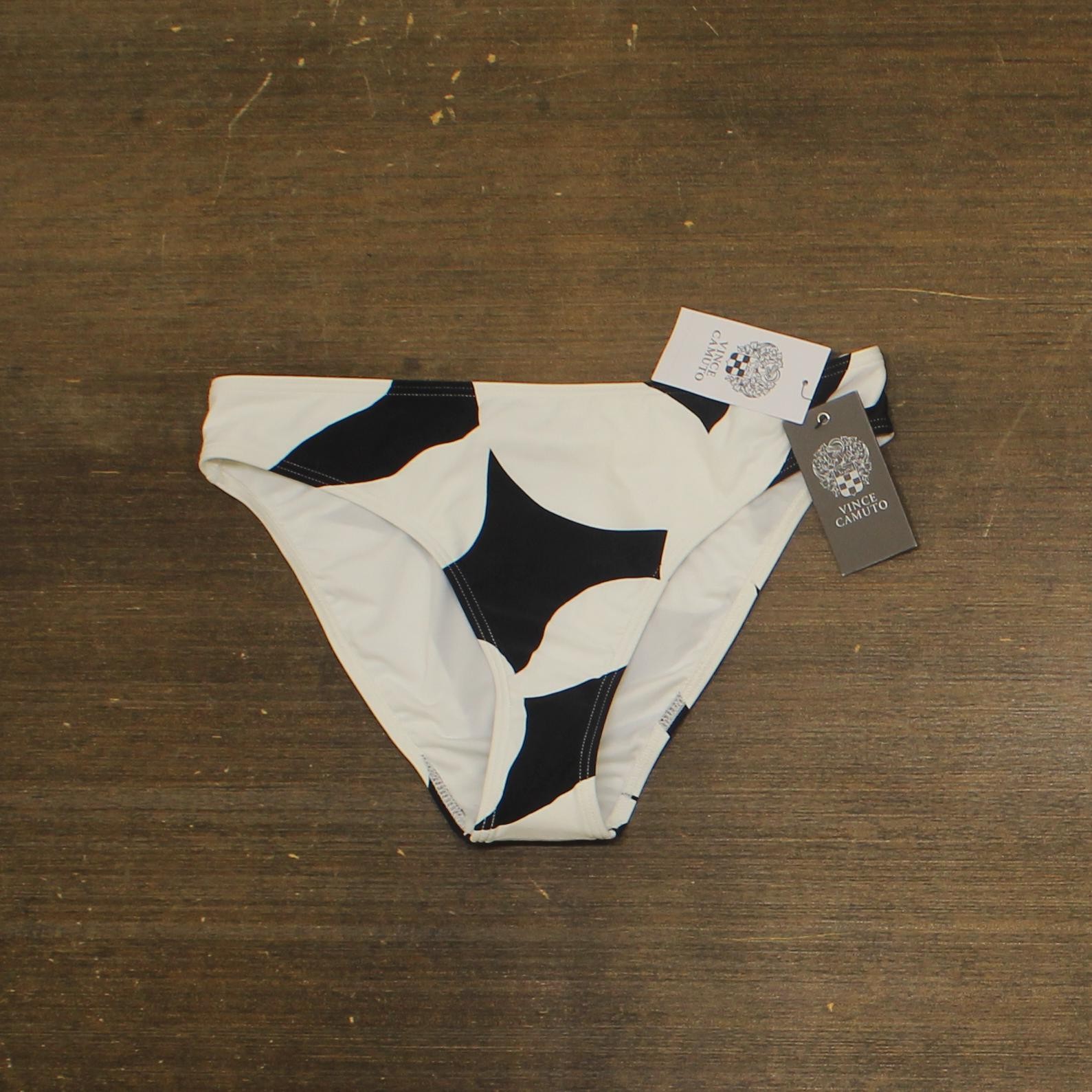 Vince Camuto Womens Swim High Cut Bikini Bottom V1D946 Black / White M