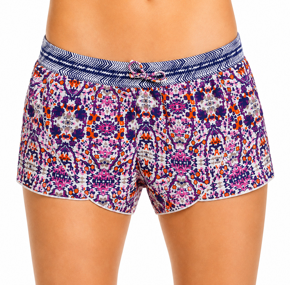Athleta Ipanema Petal Swim Shorts Womens Medium Briefs Stretch 1″ Petal-Hem