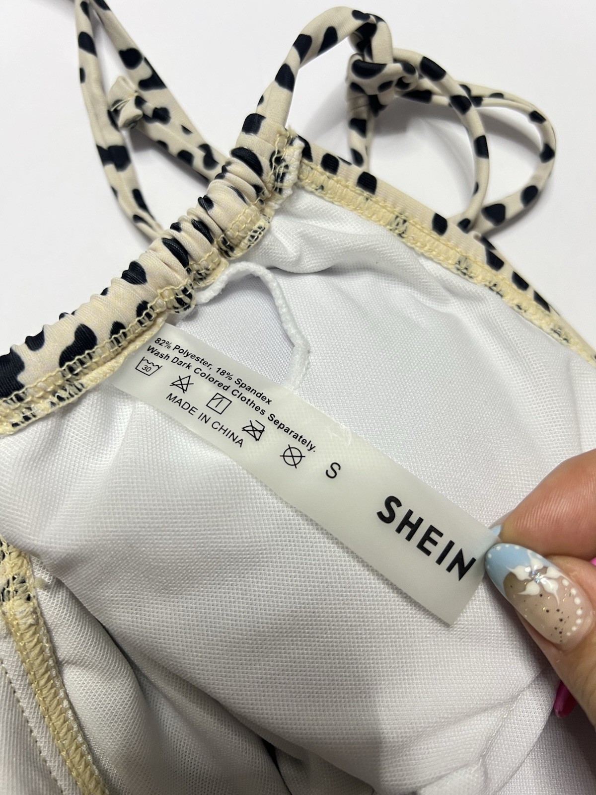 Shein Leopard Strap One Piece Swimsuit Women’s Size S NWOT Safari Print Ivory