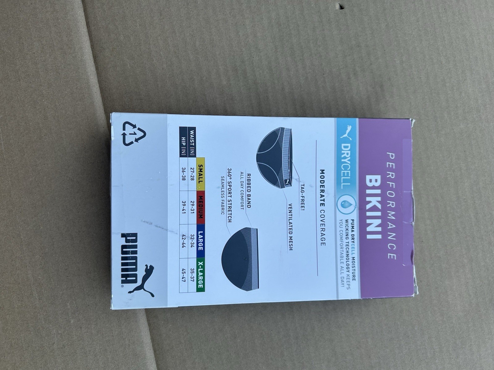Puma Womens Sports Stretch Performance Bikini 4-Pack Size M