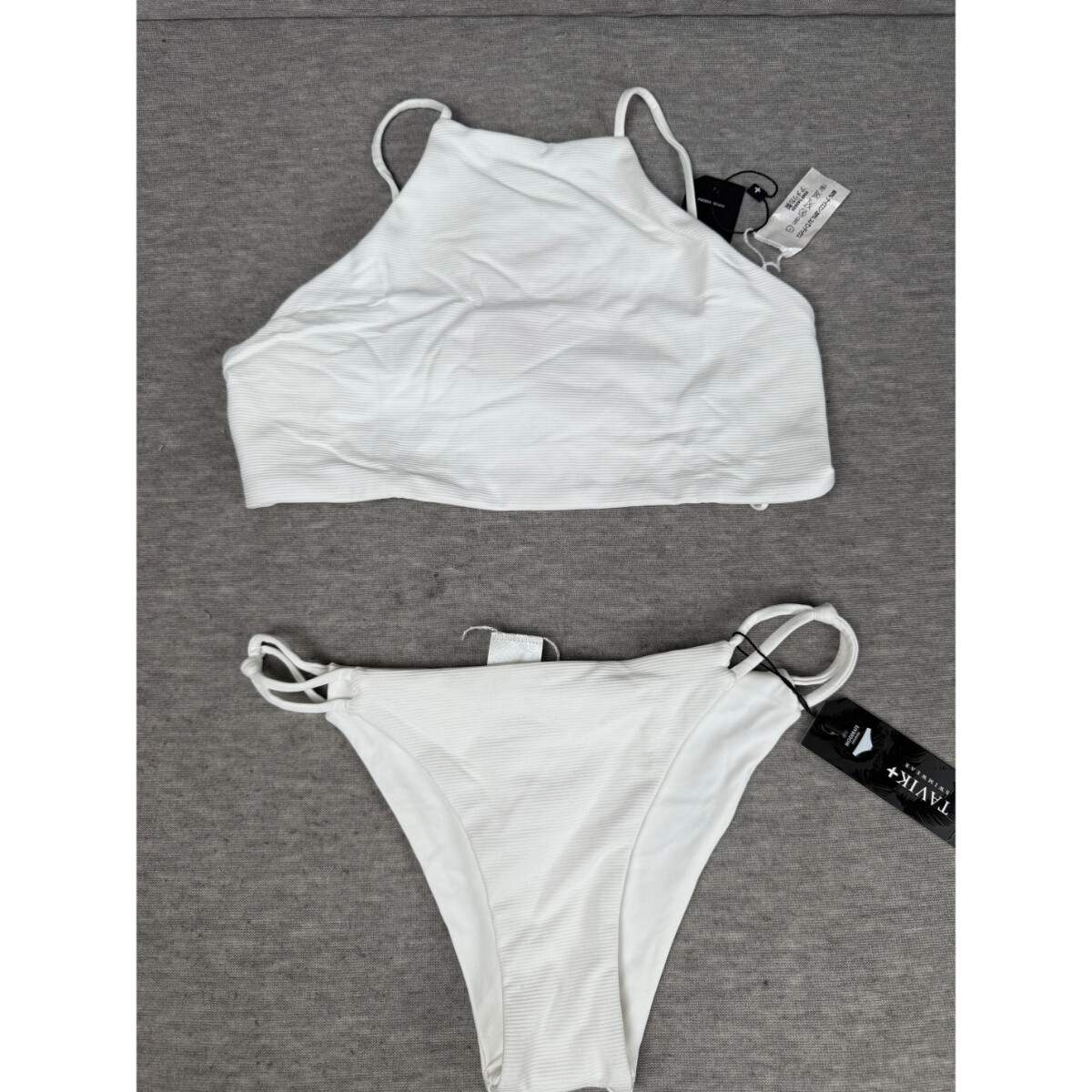 Tavik Moderate Coverage Bikini Set Women’s White Small Ribbed Beach Swimwear