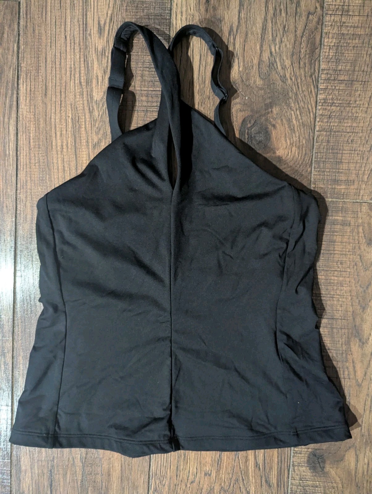 ATHLETA Tank Top Med Crossed Tankini Quick Dry Stretch Bathing Suit Swim Black