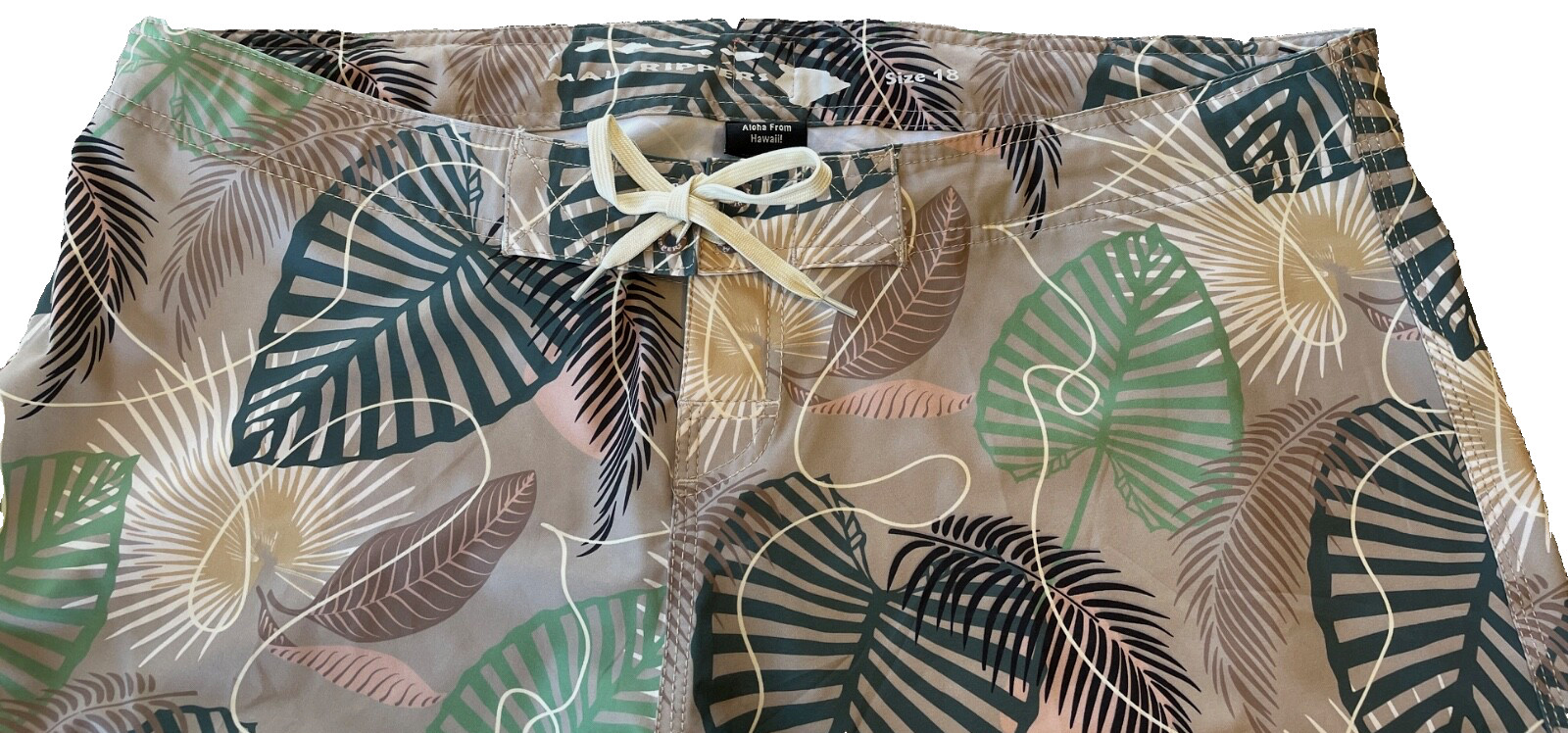 MAUI RIPPERS WOMEN Mermaids Stretch Pocket 9″ Swim Boardshorts 18 Leaf Iao NWOT