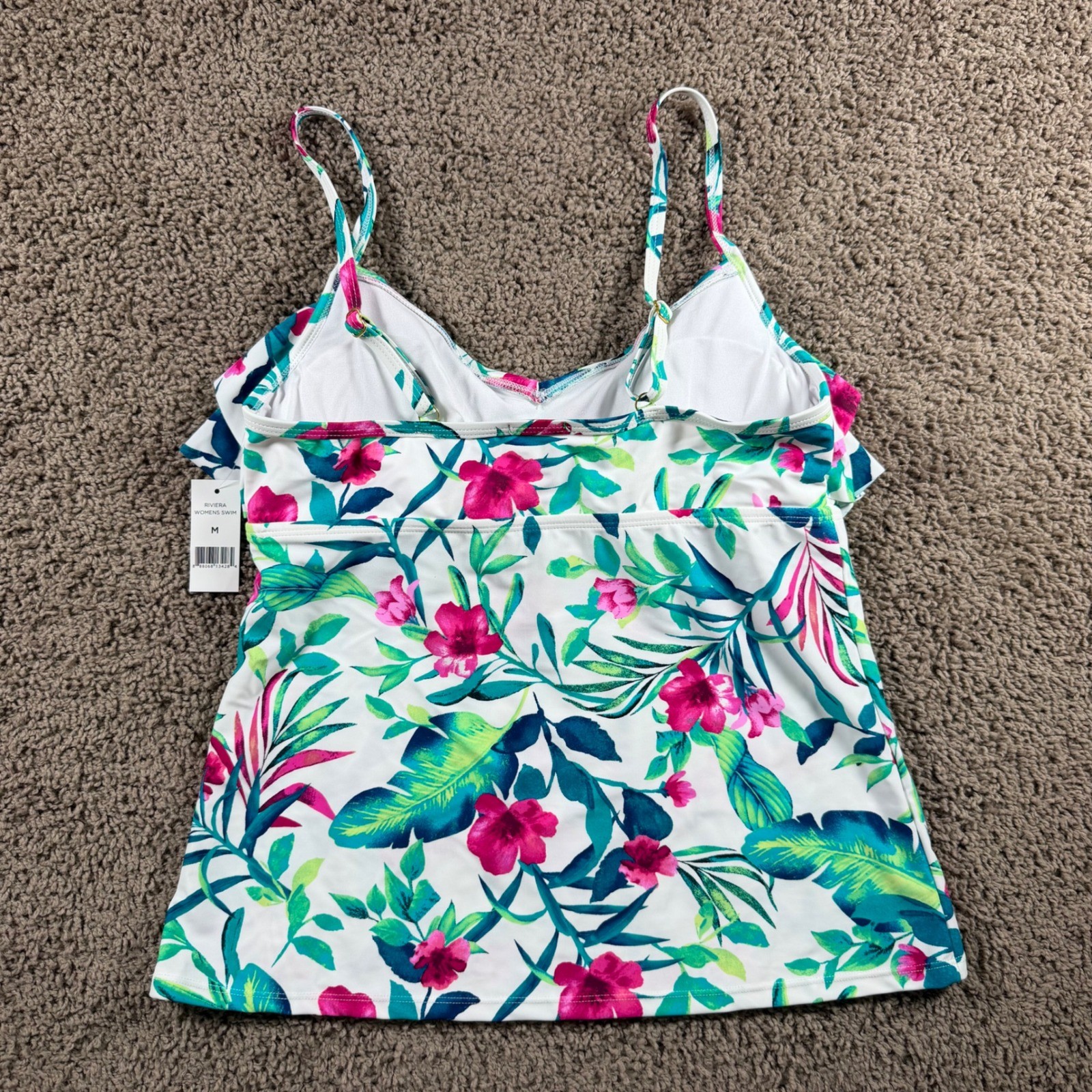 Dip Riviera NWT Swim Tankini Top Tropical Floral Ruffle Medium resortwear beach