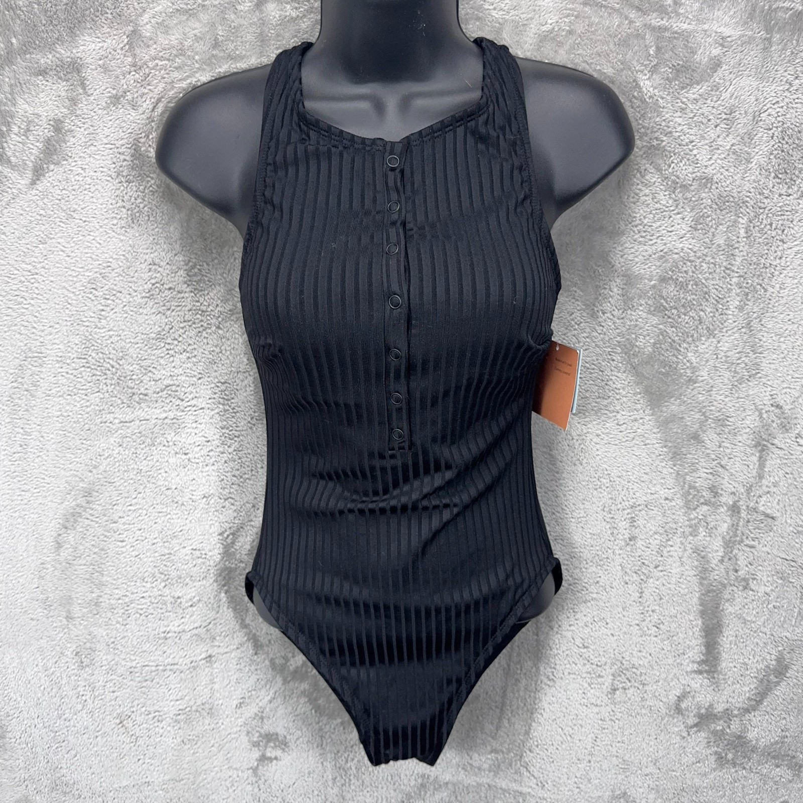 Shade & Shore One Piece Swimsuit S Henley Ribbed Snaps Tummy Control Modest