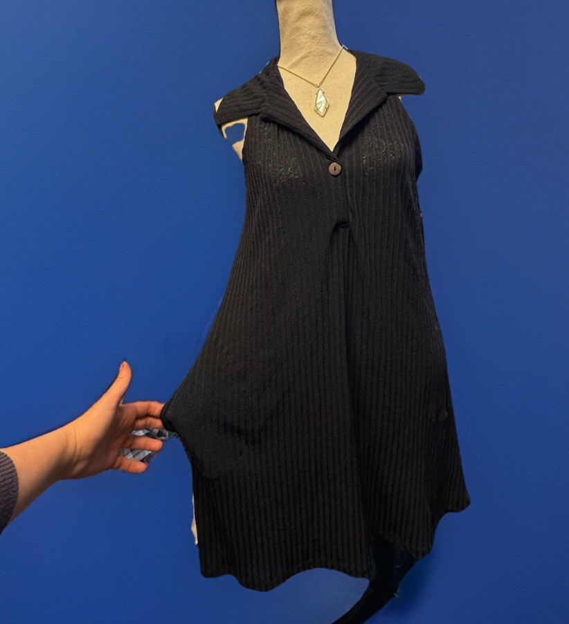Portocruz XL Coverup Sheer Black Collar Dress Beach Coastal Minimalist Button
