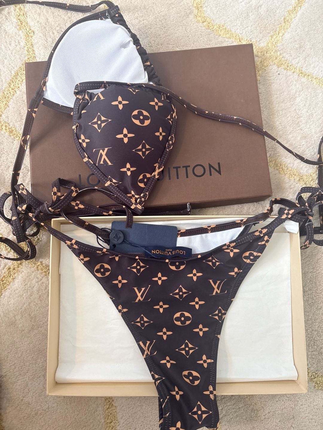 Louis Vuitton Monogram Print Two-Piece Bikini Set