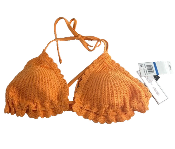 Salt + Cove Women’s Swim Orange Crochet Bikini Top Size XL NWT