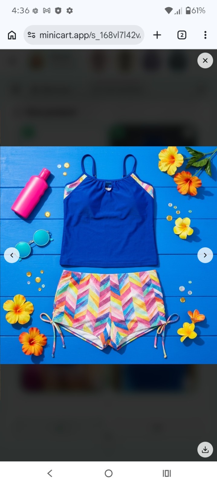 Women’s Size XL Unbranded Tankini With Boy Shorts