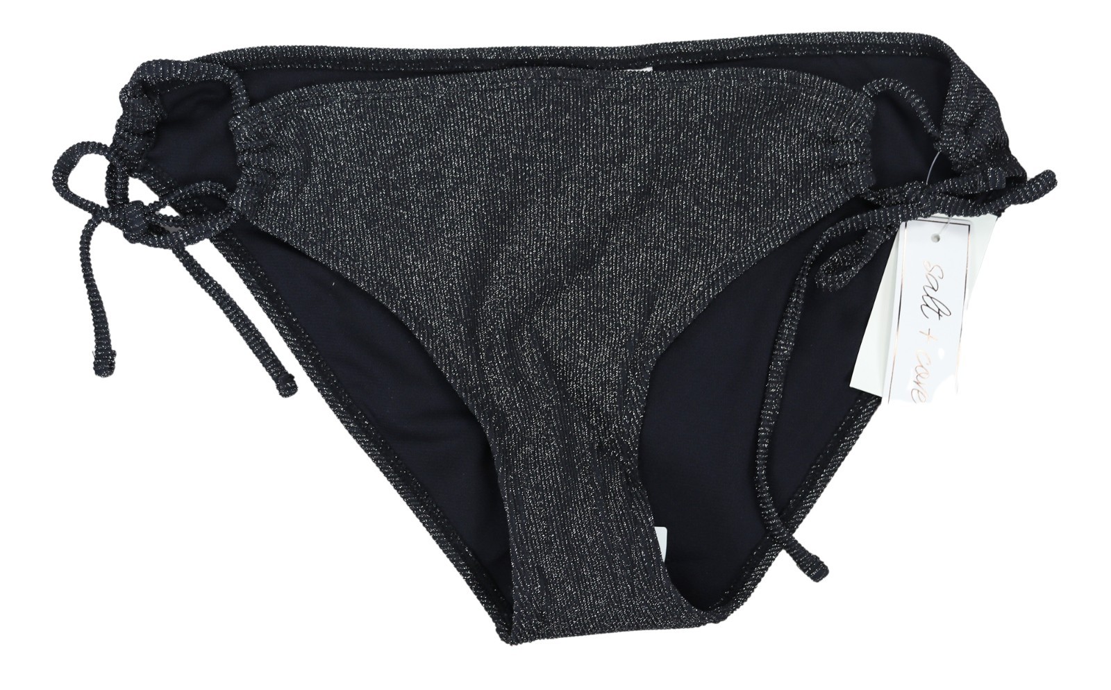 Salt + Cove Lurex Metallic Shine Side Tie Juniors Bikini Bottom Bathing Suit NWT