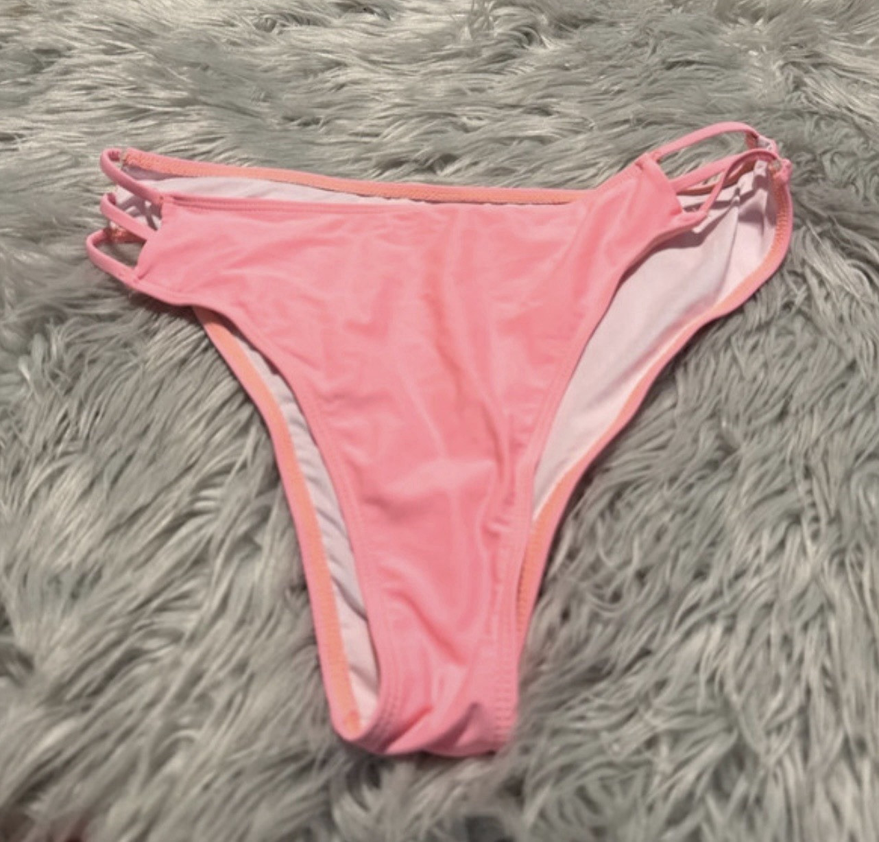 SheIn Women’s Pink Solid Bikini Swimwear Bottom, Bikini Style, Size L Regular