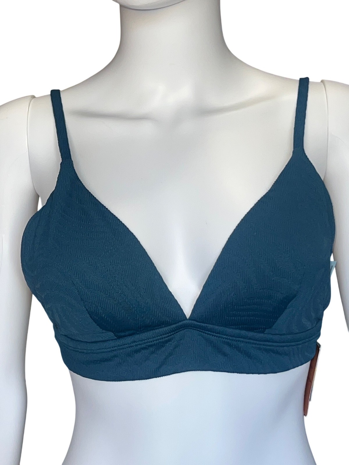 Shade & Shore Womens Triangle Bikini Top Size L (12-14) Blue Textured Swimwear
