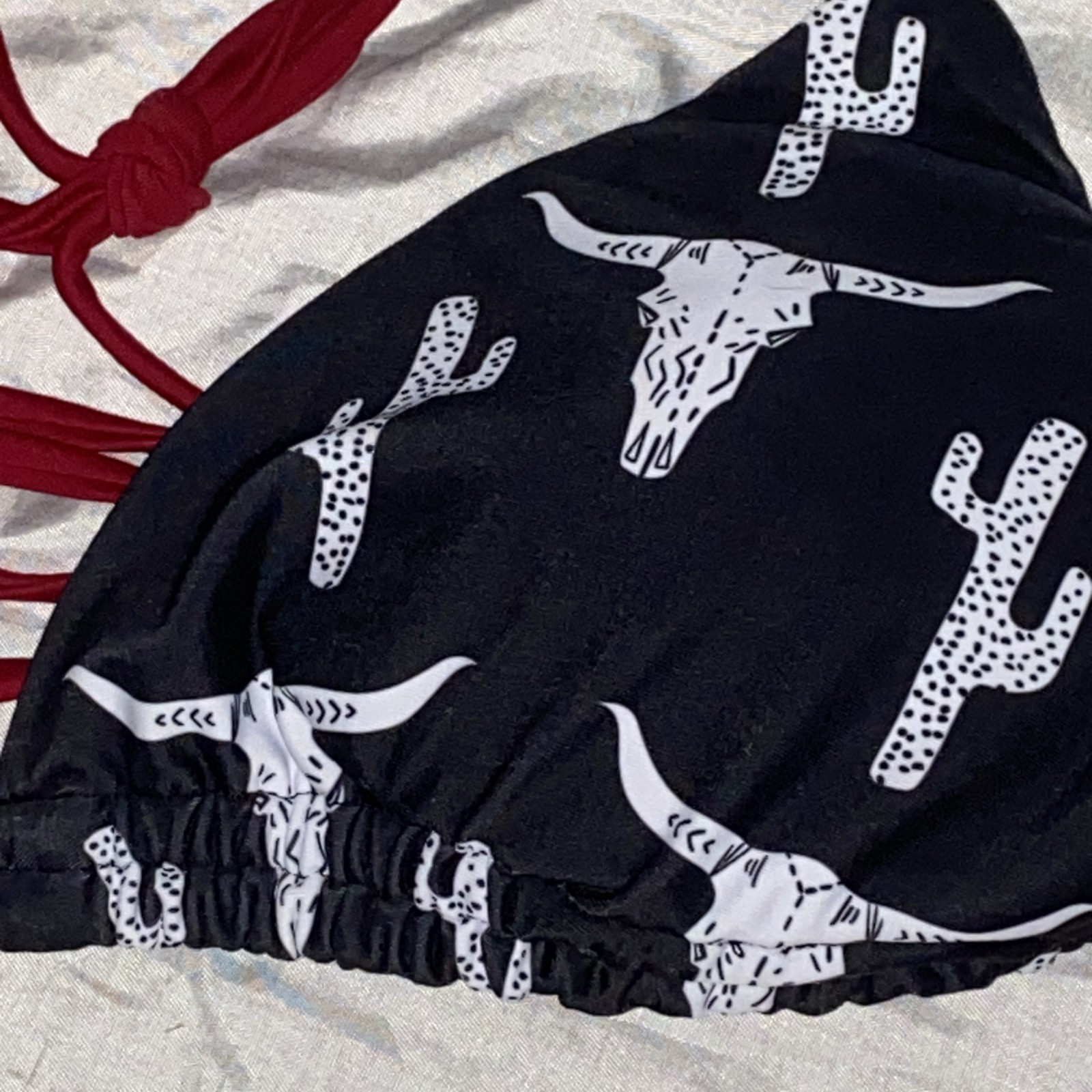 Sheshow Steer Head Cactus Red Black Side Peek Bikini Sz L