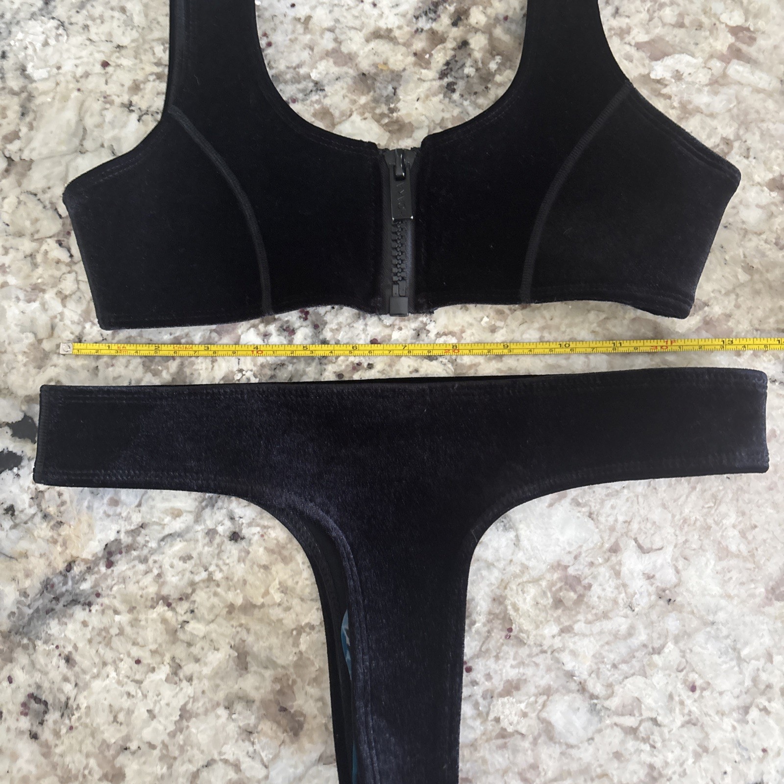 Hoaka Swimwear Danae Black Velvet Neoprene Bikini Set XS Excellent Condition