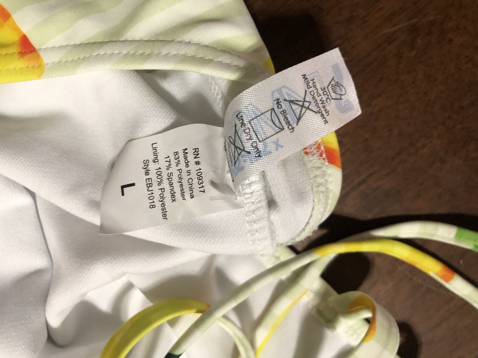 Damsel Lemon Lime Stripe Print One Piece Swimsuit Open Back SZ Large NWT