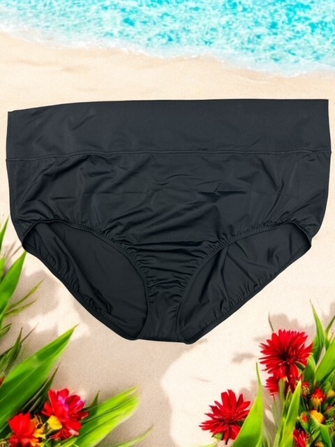 Trimshaper Bikini Bottom 24W Black Lined Tummy Control High Waist Full Coverage