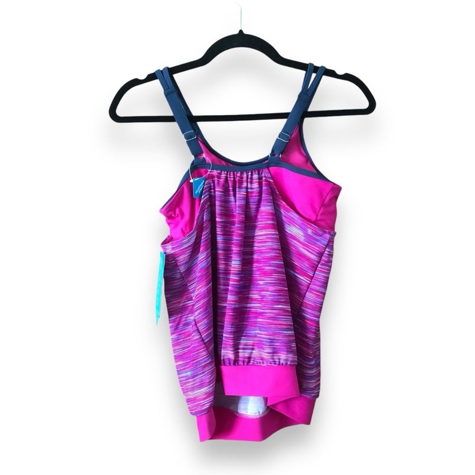 Free Country Reflective Space Dye Blouson Tankini Top Swim Hot Pink NWT Small