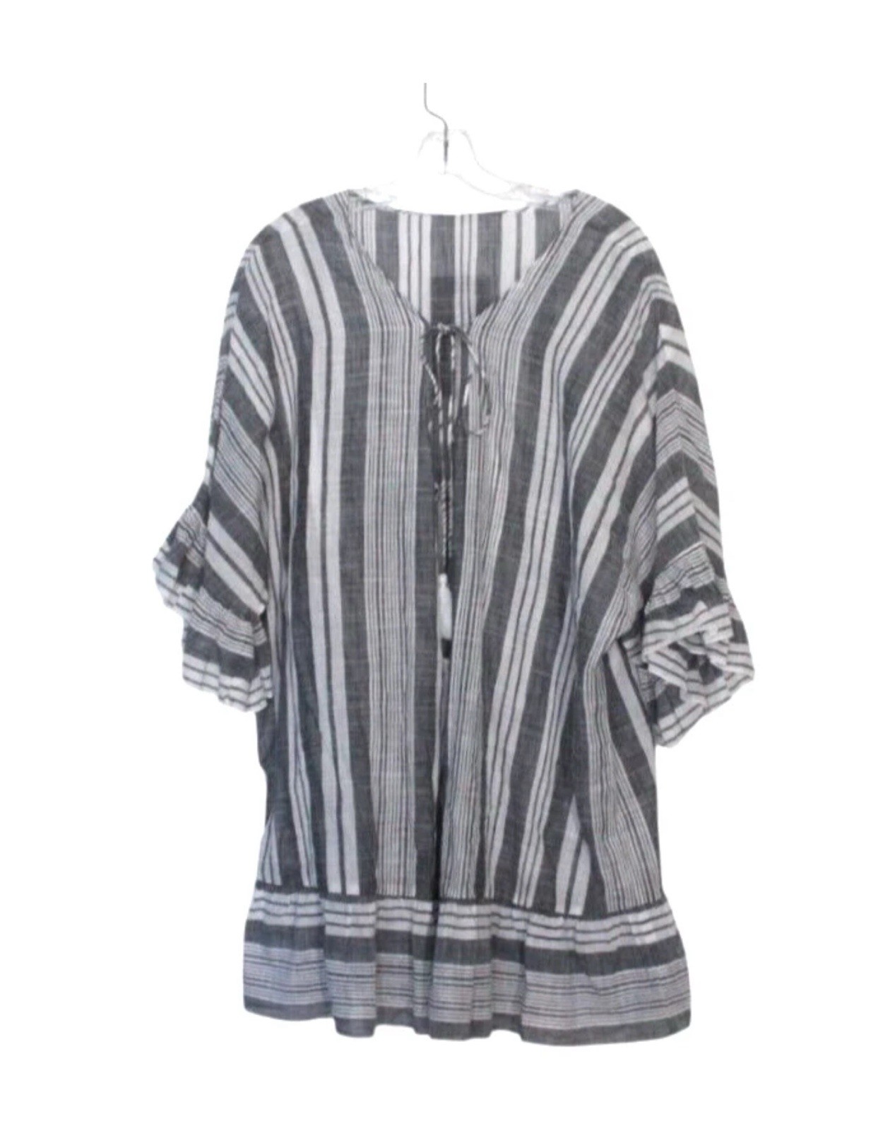 Take Cover by Penbrooke Gray & White Tunic Beach Pool Cruise Cover Up Size XL