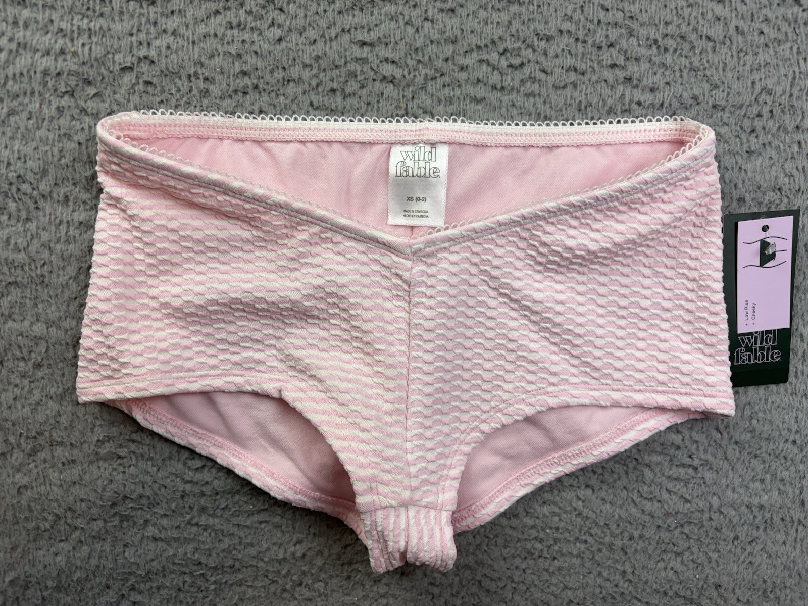 Wild Fable Womens XS 0/2 Textured Stripe Low Rise Cheeky Boyshort Bikini Bottom