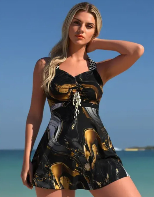 New European And American Tropical Floral Print Cami Tankini – Women’s Two-Piece