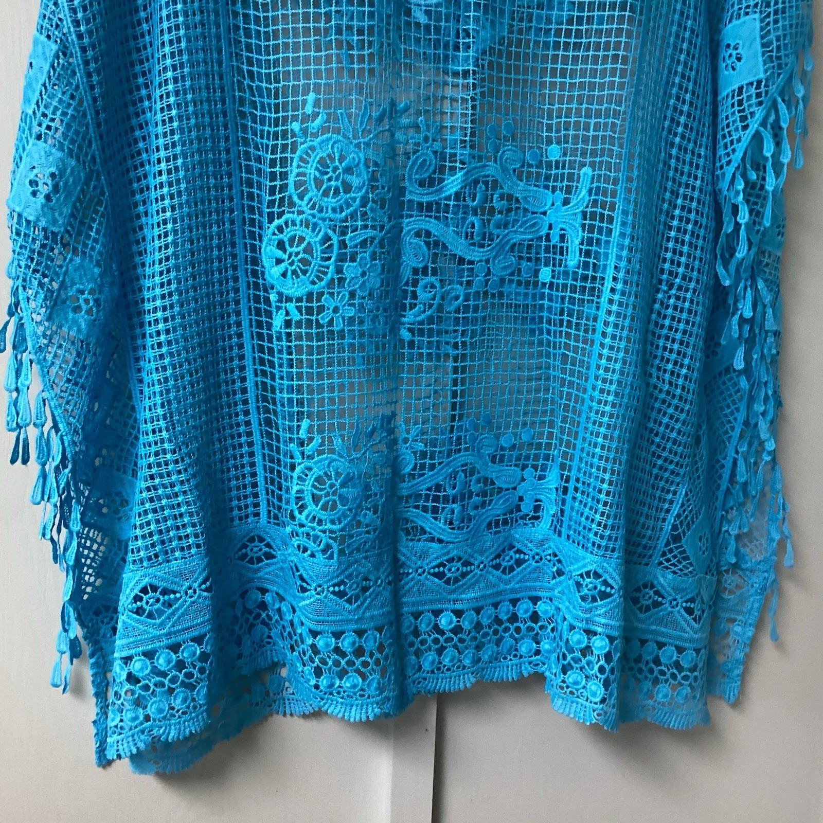 Catherines Coverup Womens Plus Size 0X-1X Blue Short Sleeves Crewneck Polyester