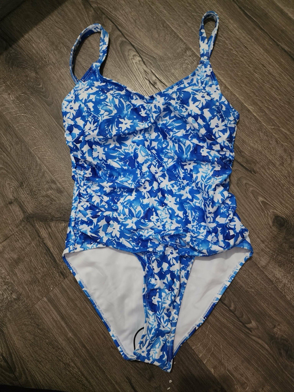 Nicole Miller Studio Floral Blue One Piece Swimsuit Size M New Without Tags
