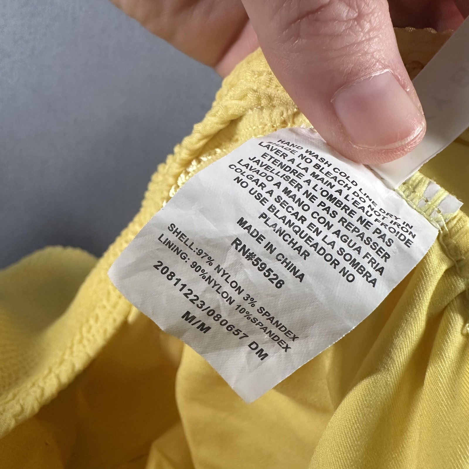 Lucky Brand Swimsuit Womens Medium Yellow Textured One Piece Tank Lined Stretch