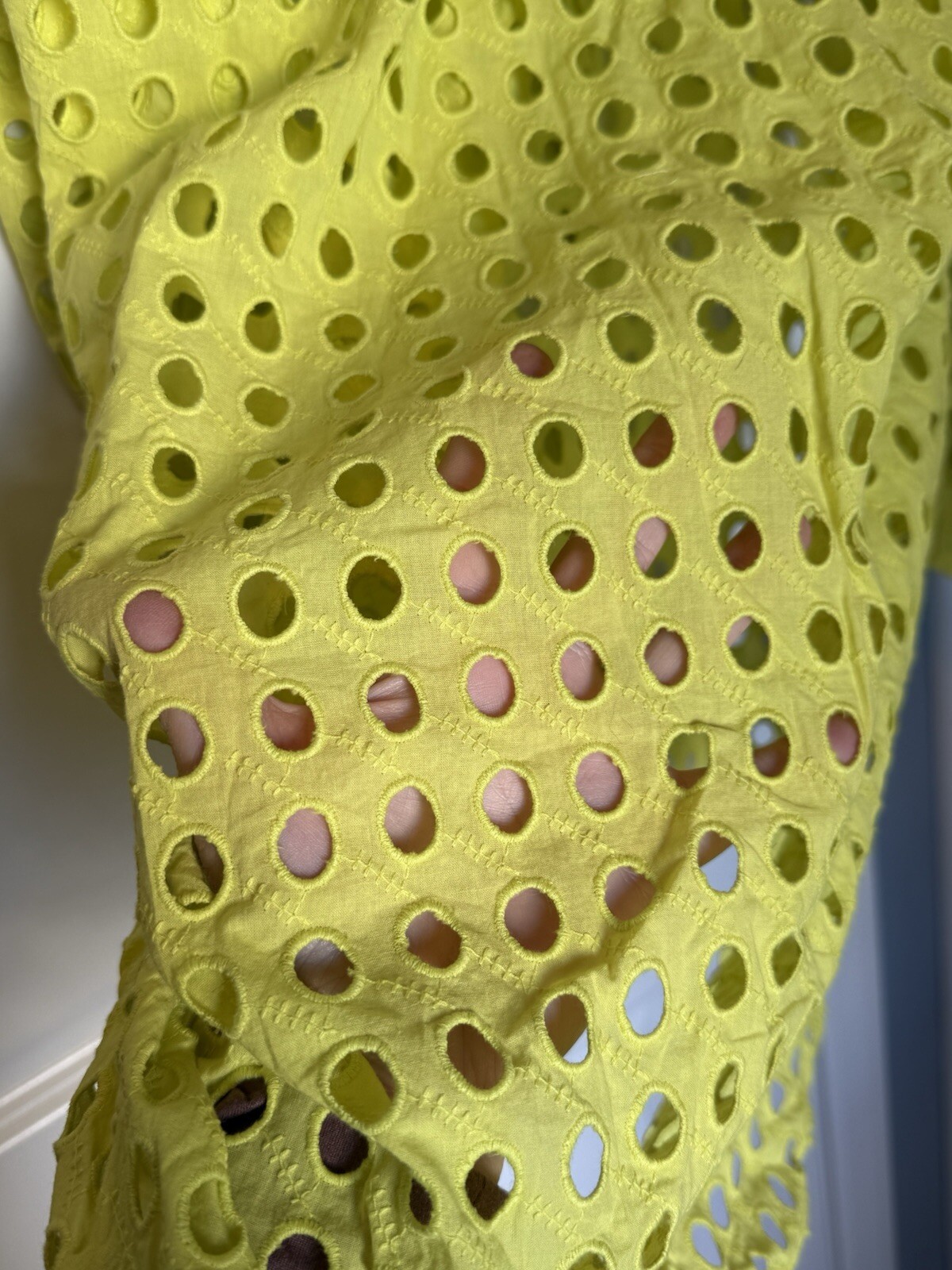 Solid & Striped The Oxford Eyelet Tunic Swim Cover Up Chartreuse Size Small