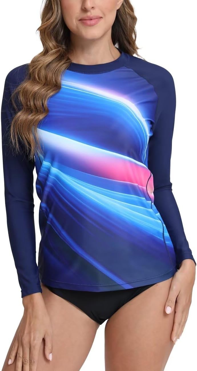 Women’s UPF 50+ Long Sleeve Rash Guard Top Lightweight Swim Shirt for Surfing