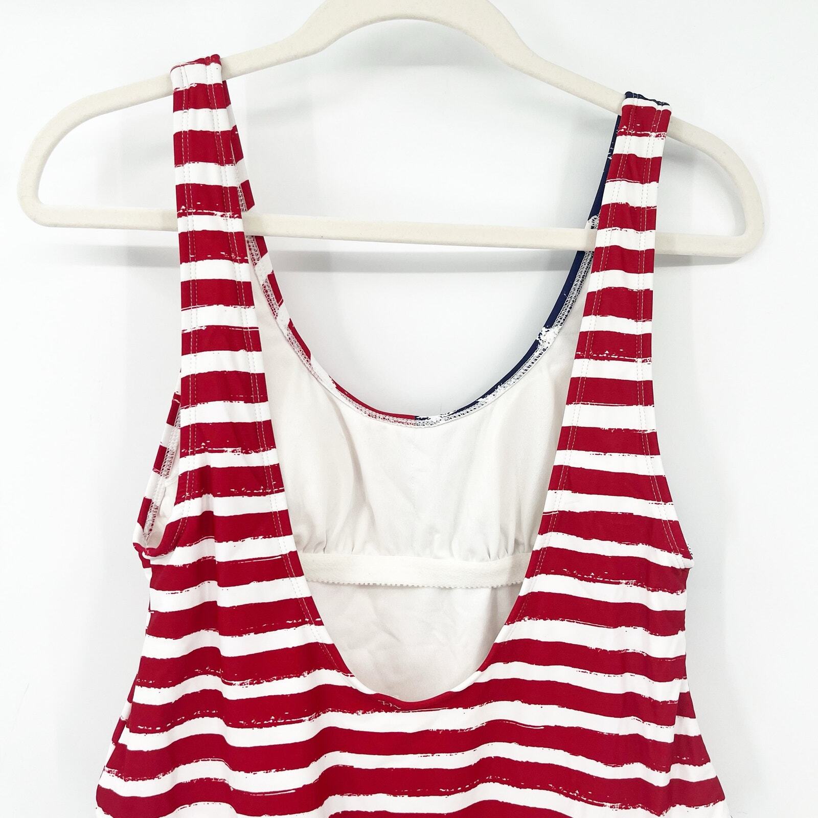 Xhilaration Womens Patriotic USA Flag 4Th Of July Flag One Piece Swimsuit Size L