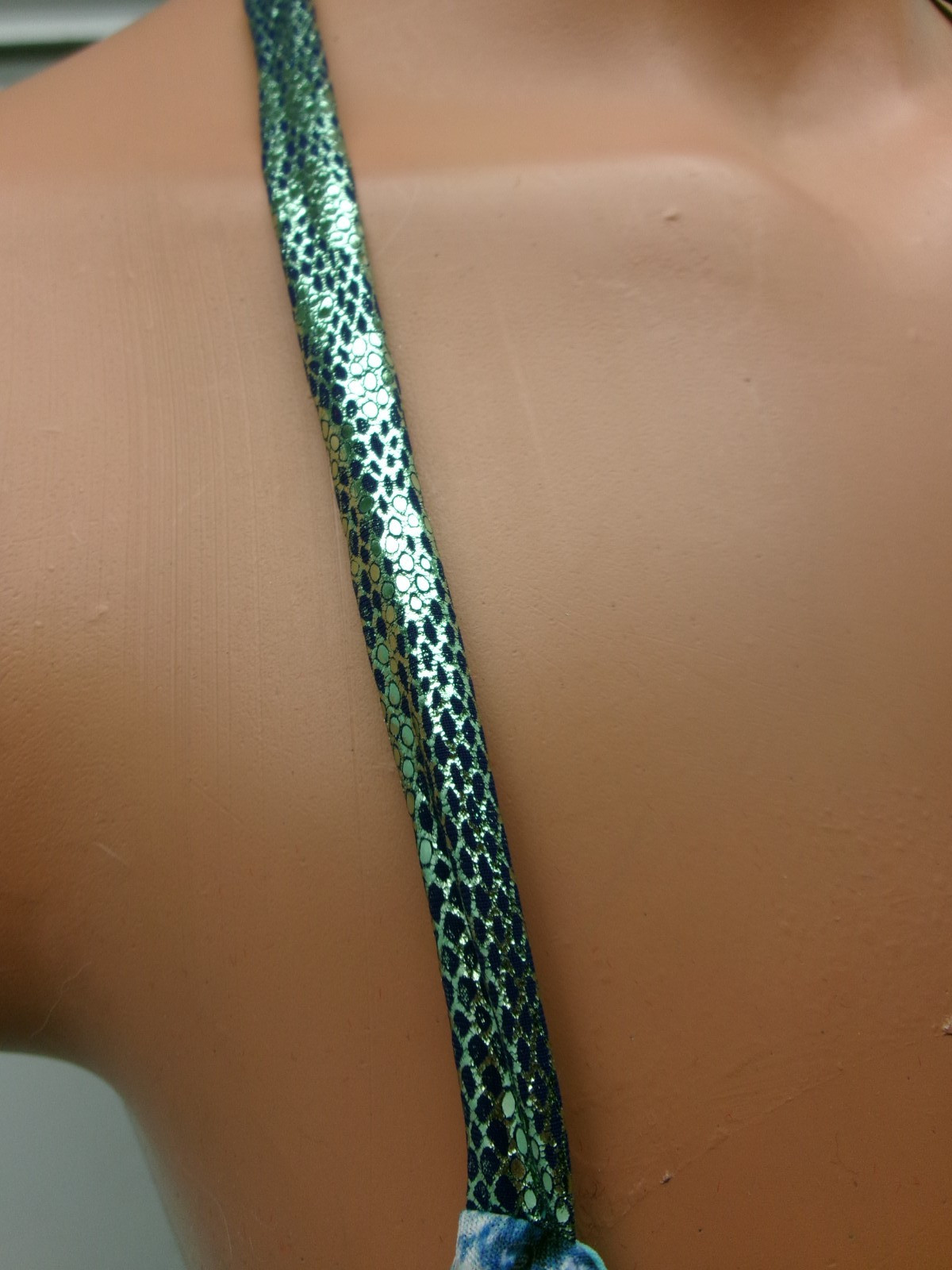 Sauvage Mermaid Triangle Bikini Top W Shimmery Neck Ties Size Small Item#334La