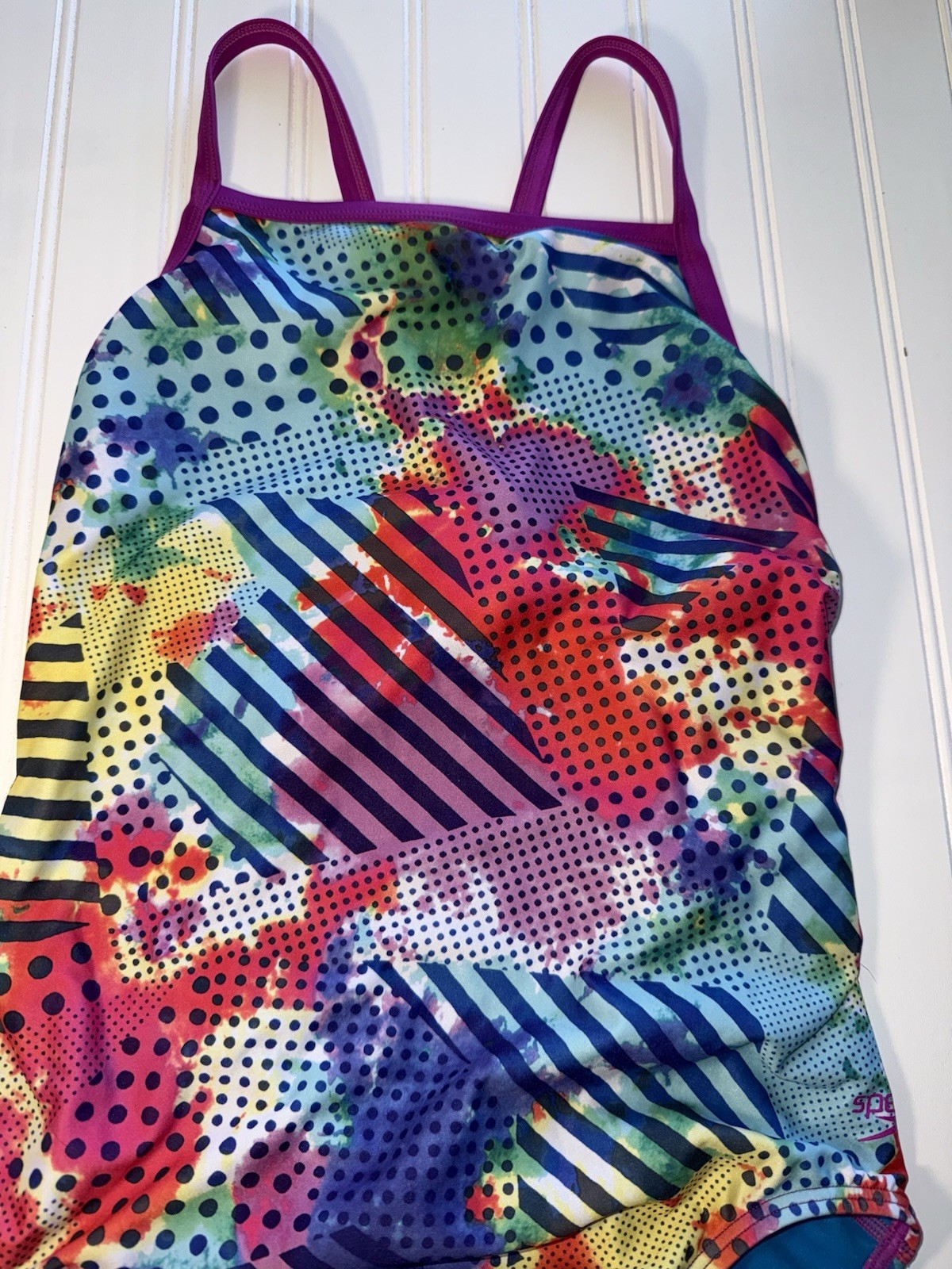Speedo Pro LT Swimsuit Women’s 10 36 One-Piece Suit Racerback Bathing Retro Art