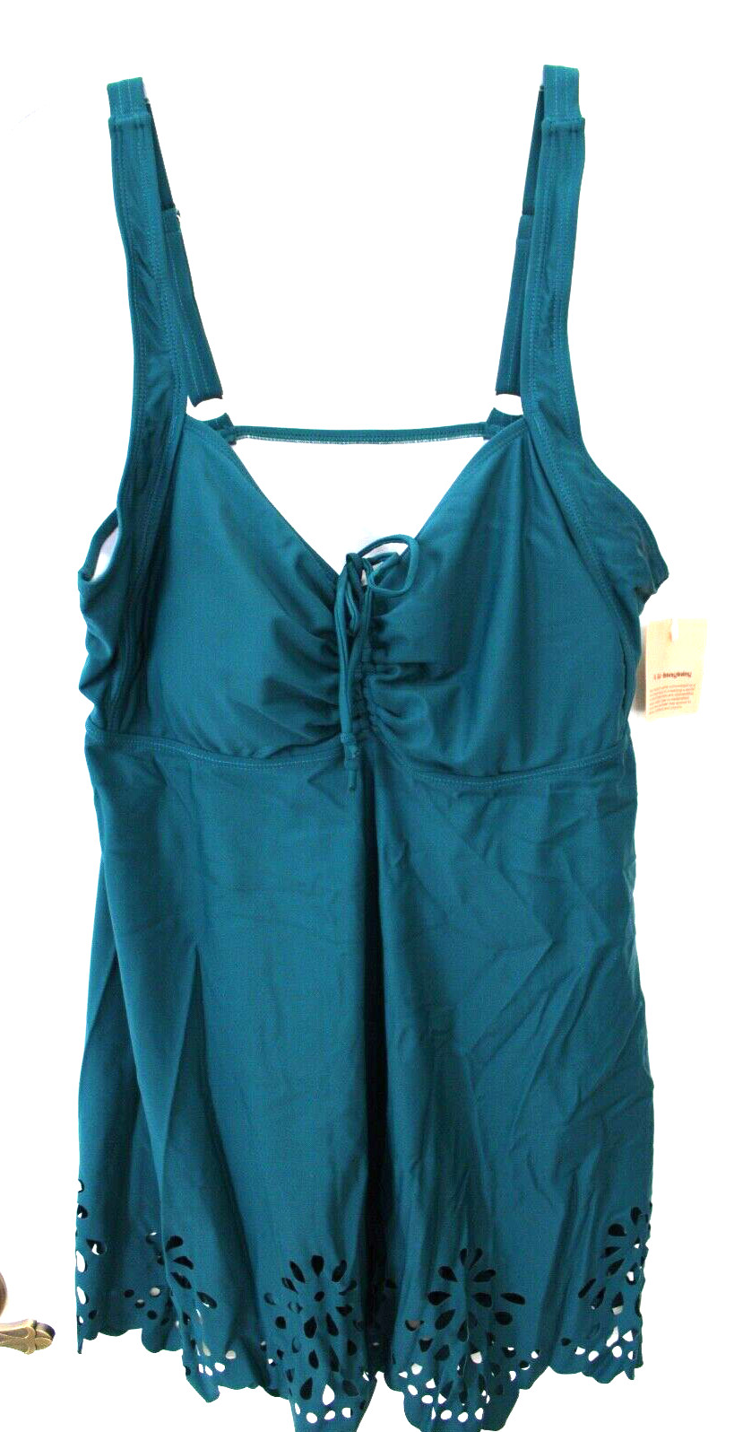 Women’s Bathing Suit Swim Dress Blue Green Lace Cutwork Size 18-20 Bloomchic NWT