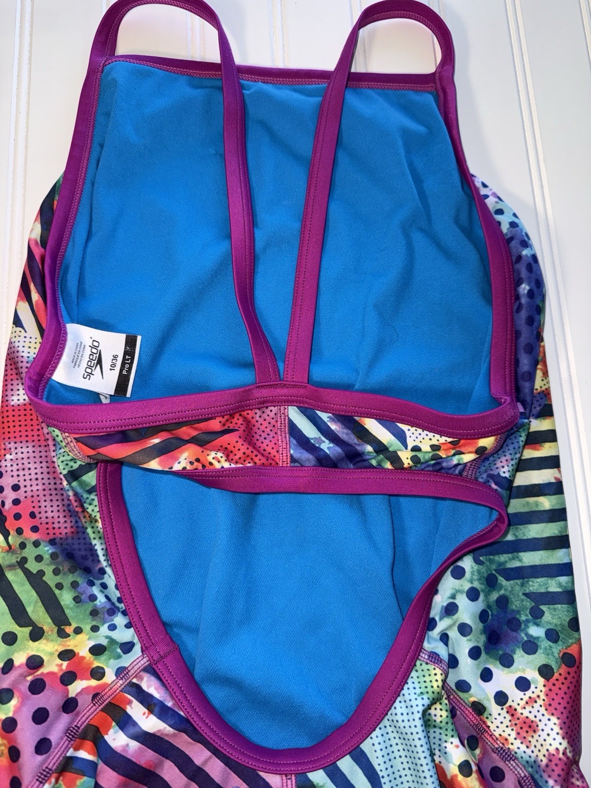 Speedo Pro LT Swimsuit Women’s 10 36 One-Piece Suit Racerback Bathing Retro Art