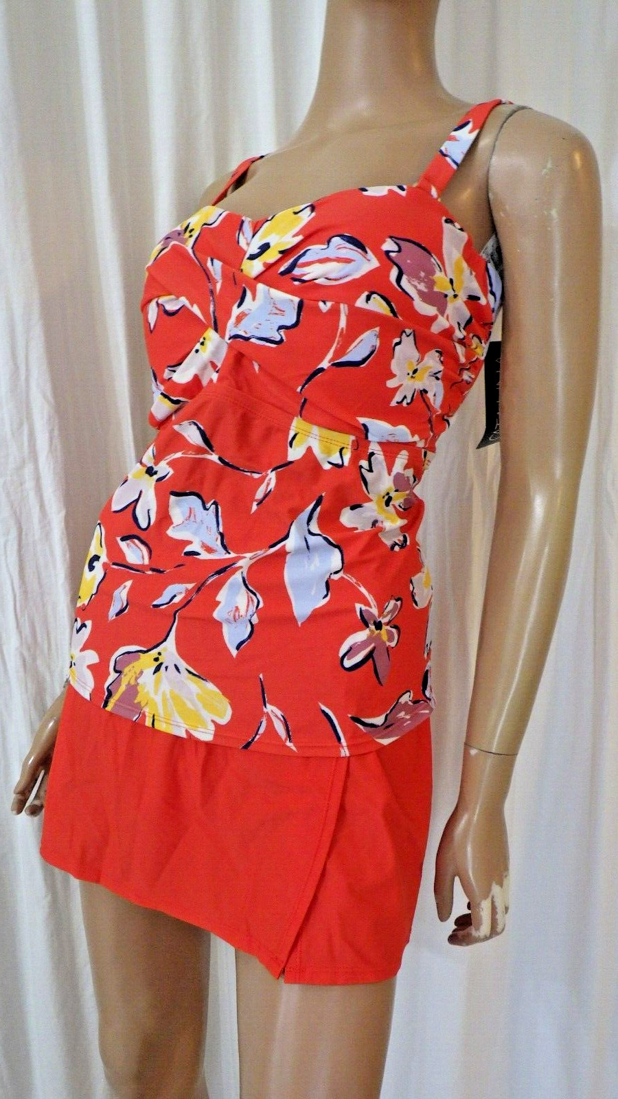NWT CATALINA PLUS SZ 2X ORANGE 2PC SWIMDRESS BATHING SUIT TANKINI SWIM DRESS