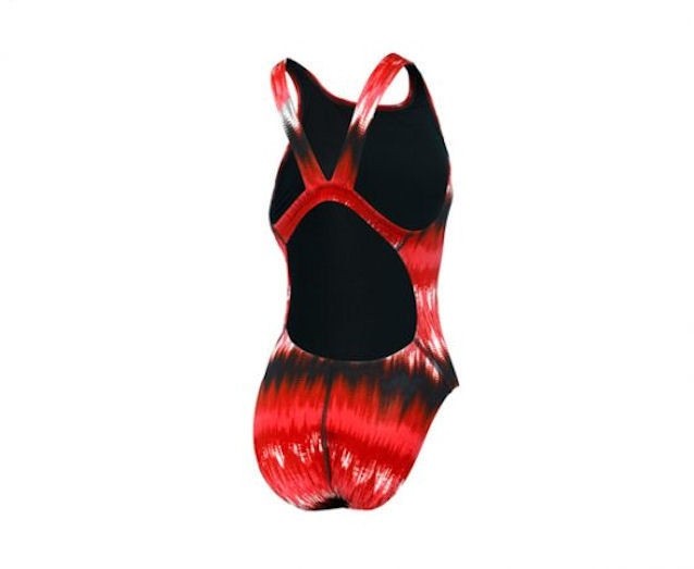 ADIDAS Graphic Stripe V Back Red Black White 1pc Swim Suit Womens Female Sz 4 30