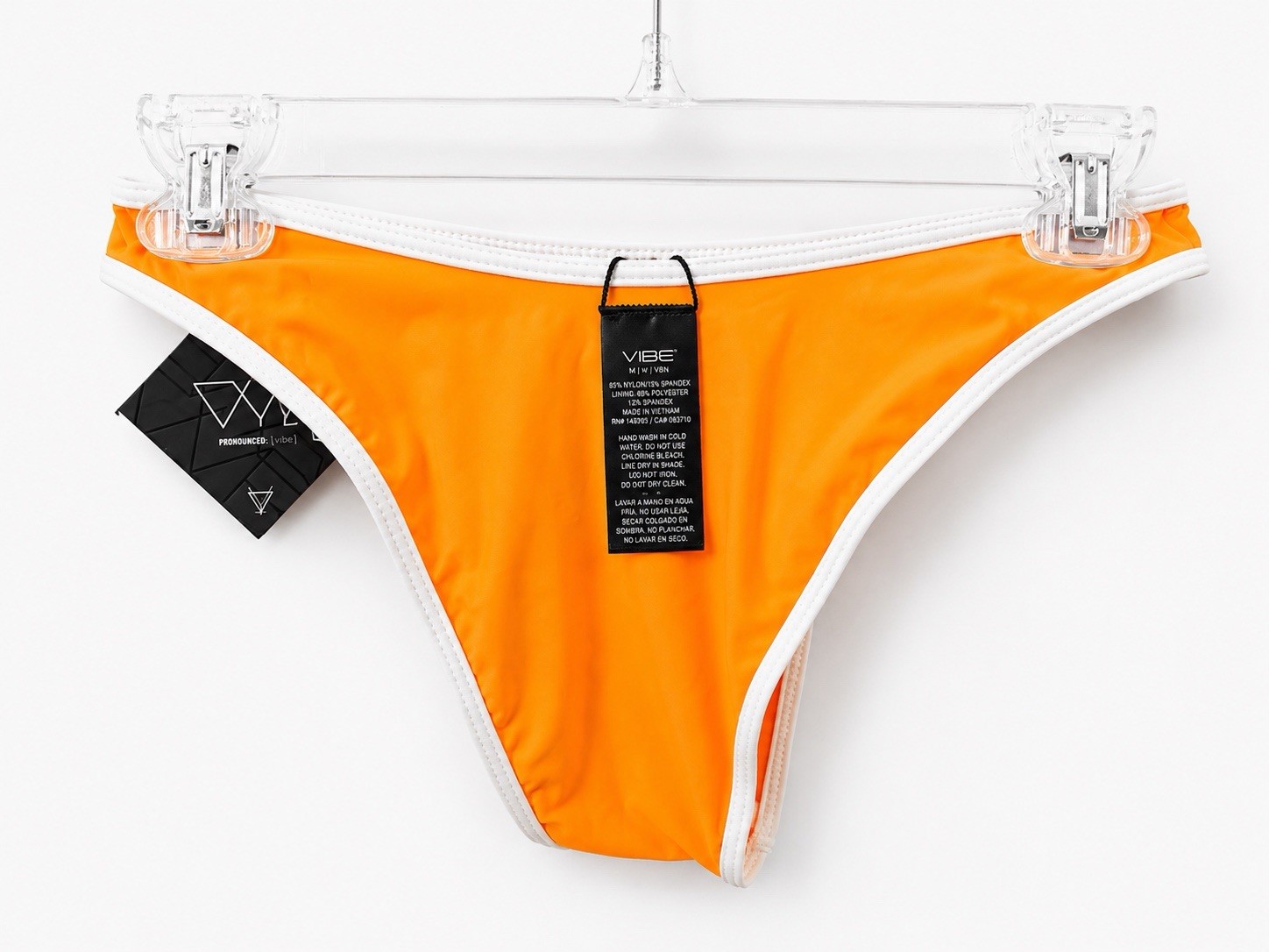 VYB Orange/White Solid Bikini Swim Bottoms S Lined Hand Wash VB9154SA
