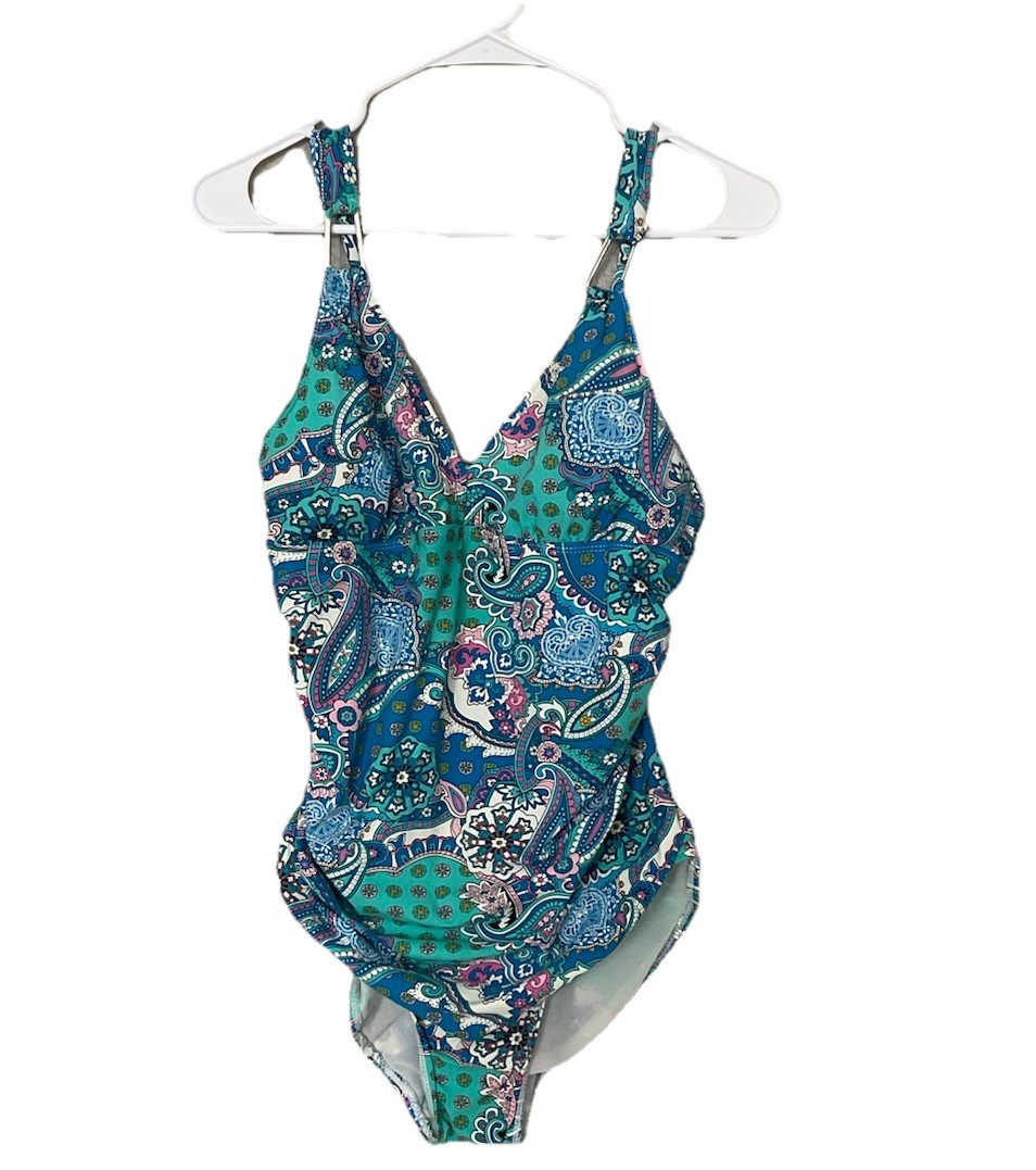 Love Your Assets By Sara Blakely Spanx One Piece Paisley Swimsuit Women’s L