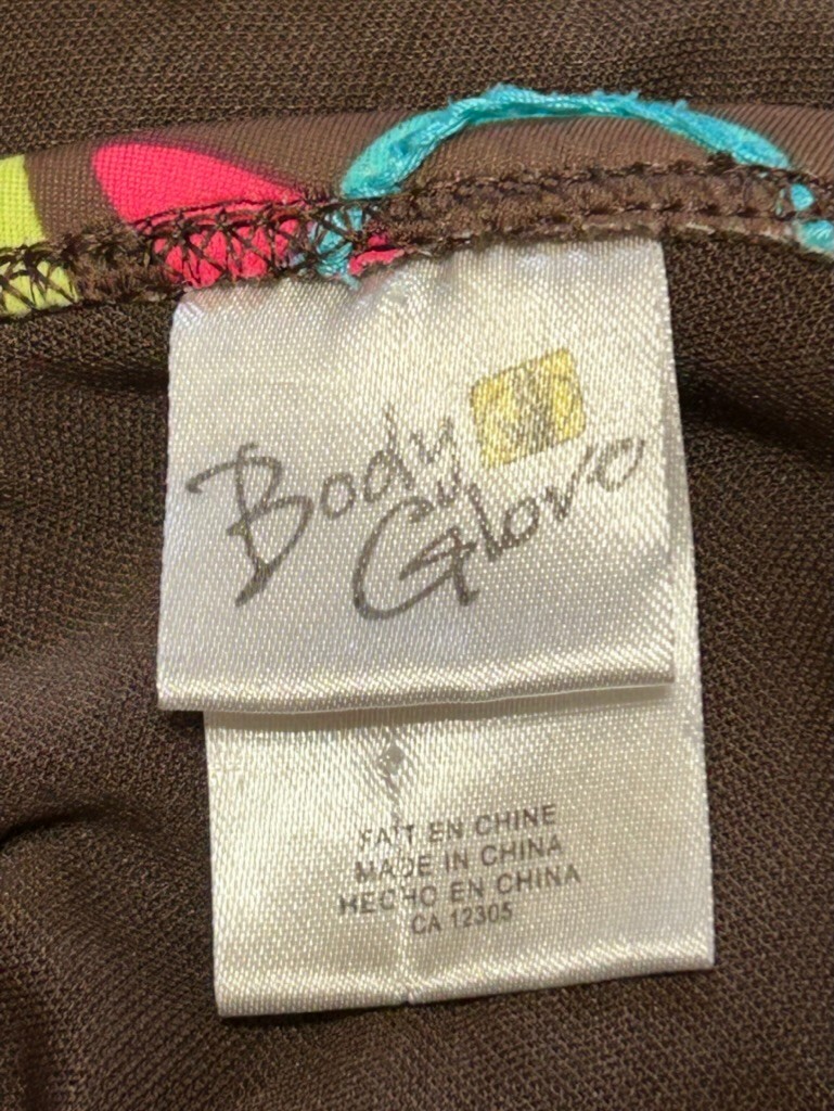 Body Glove Triangle String Bikini Swimsuit Bathing Suit S Brown Embroidery Beads